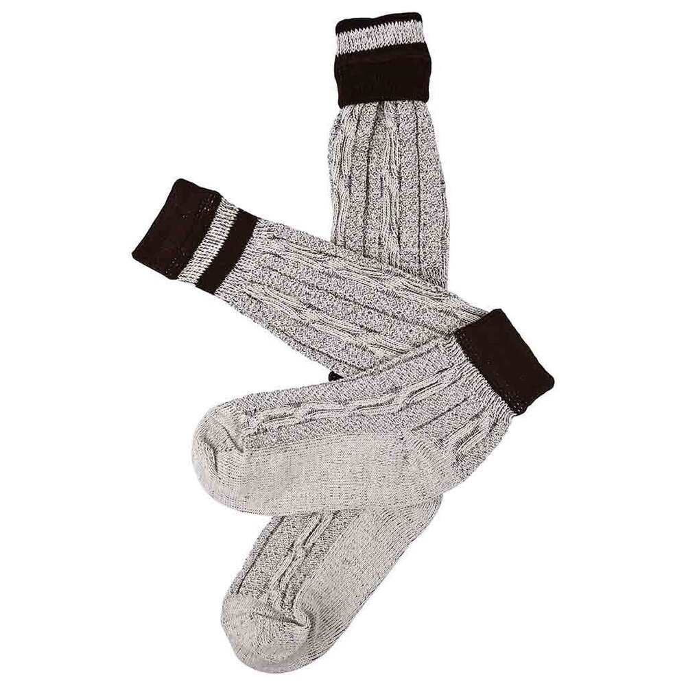 Authentic Bavarian Socks Two Piece Grey with Brown Stripes Oktoberfest Socks NEW - Picture 5 of 6